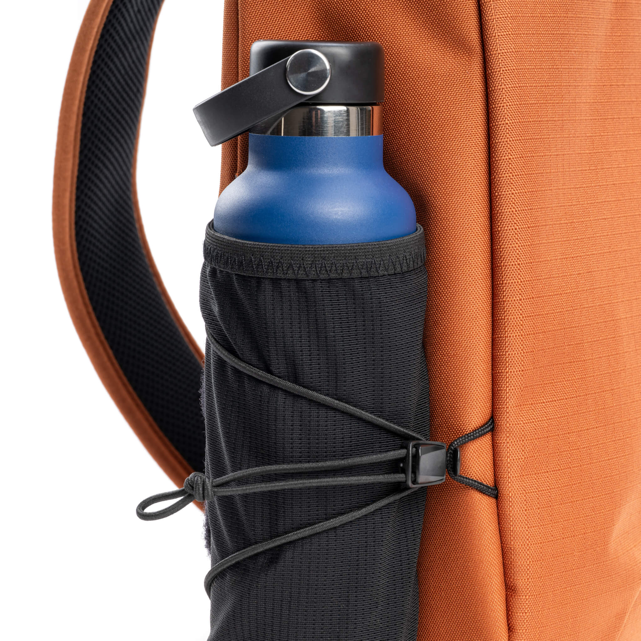 Tuck-away water bottle pocket adds convenience
