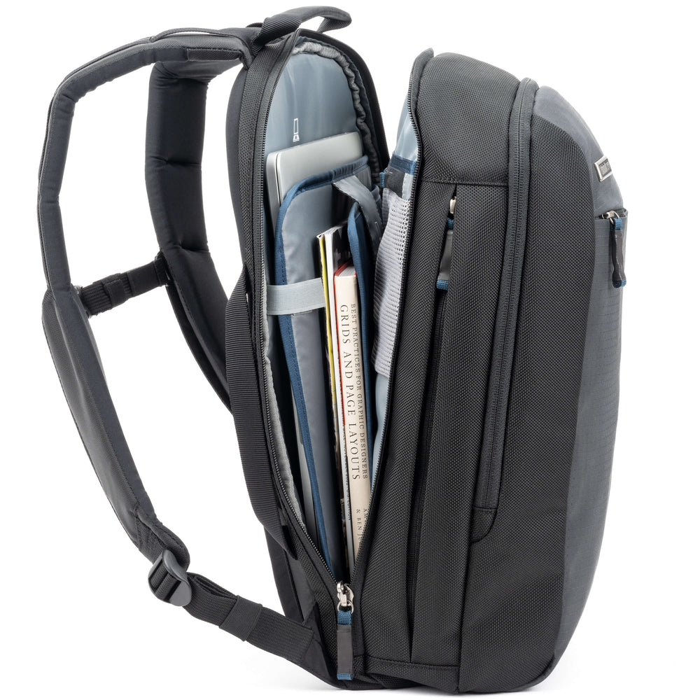 
                  
                    Swing-around side access allows you to easily reach a 16” laptop, tablet, books, magazines or paperwork
                  
                