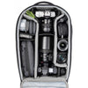 Fits 1 gripped body plus one standard-size body attached to lenses, plus an additional 4-6 lenses and accessories.