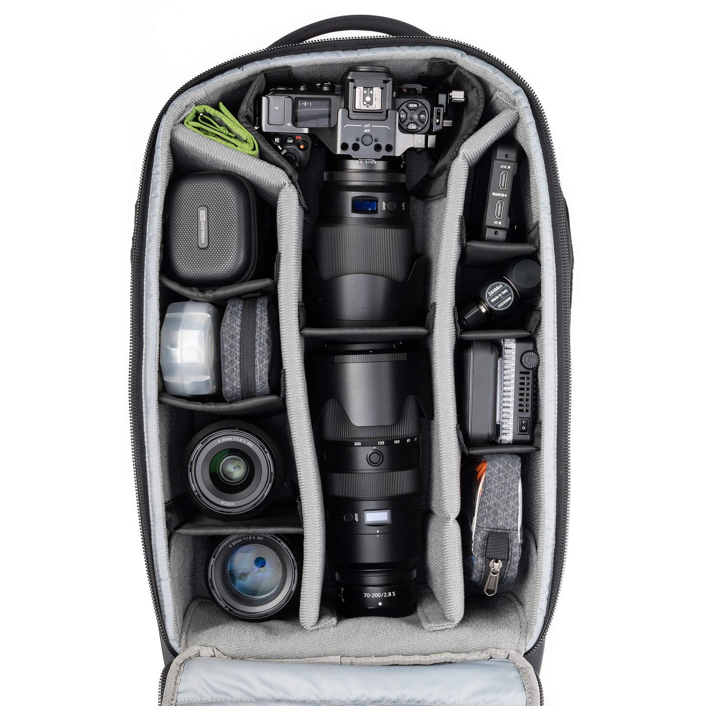 
                  
                    Fits 1 gripped body plus one standard-size body attached to lenses, plus an additional 4-6 lenses and accessories.
                  
                