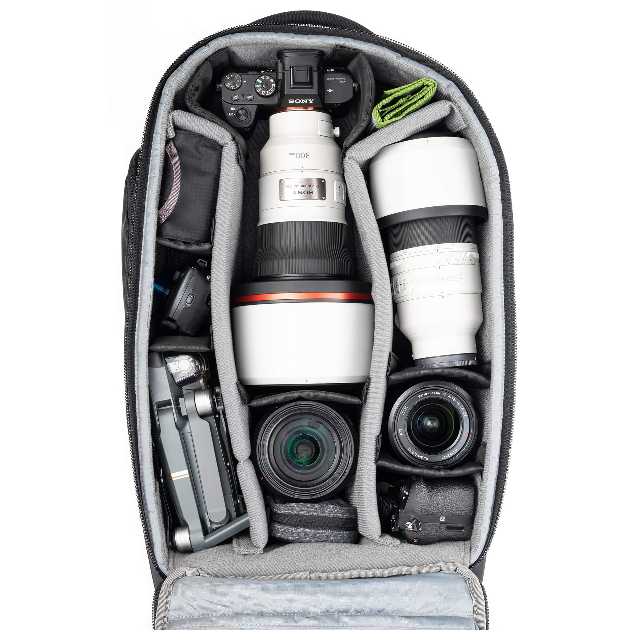 Sony A7 + 300mm f/2.8, 70-200mm f/2.8, 24-70mm f/2.8, 16-35mm f/4, A7 body, drone, filters