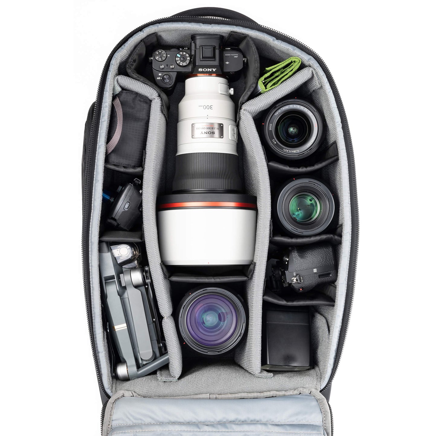 
                  
                    Sony A7 + 300mm f/2.8, 70-200mm f/2.8, 24-70mm f/2.8, 16-35mm f/4, A7 body, drone, filters
                  
                