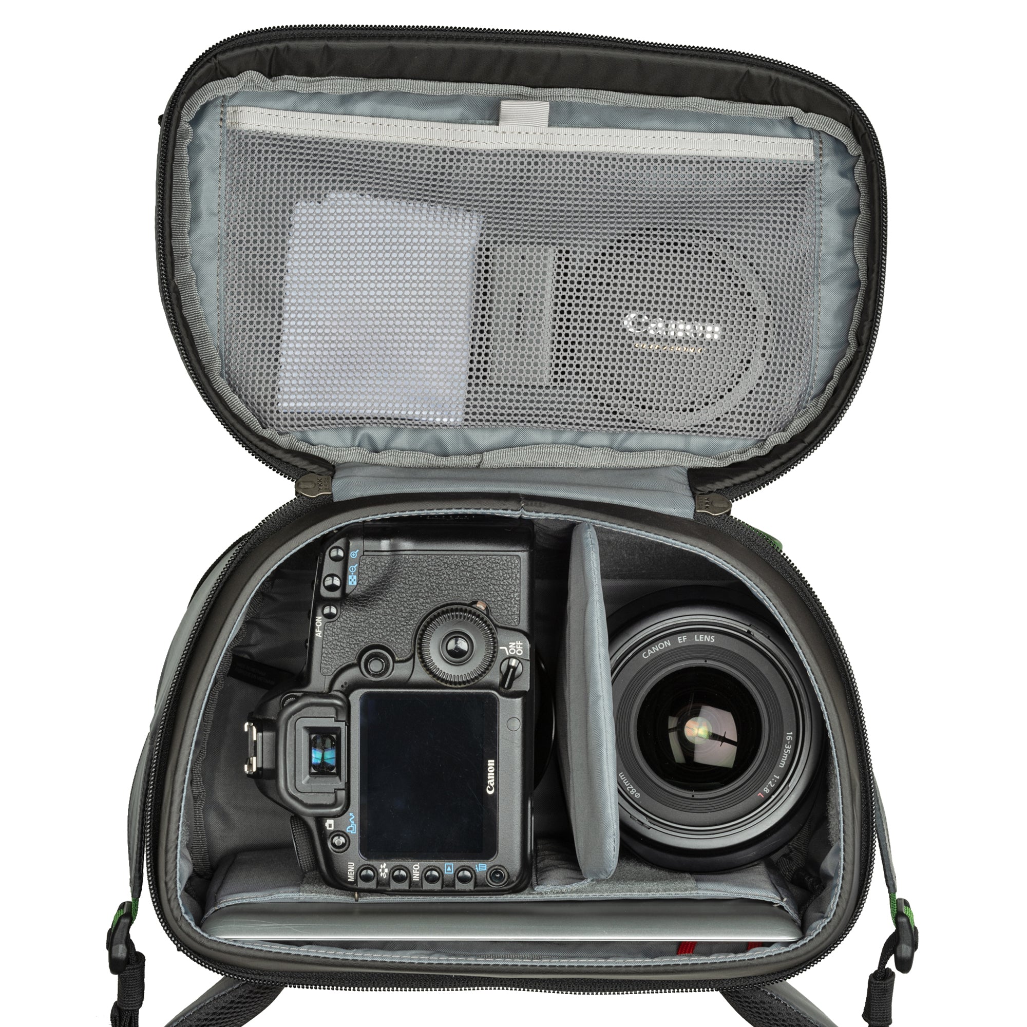 Fits one gripped Mirrorless or DSLR kit with 3–5 lenses or one ungripped Mirrorless or DSLR body with 70-200mm f/2.8 attached