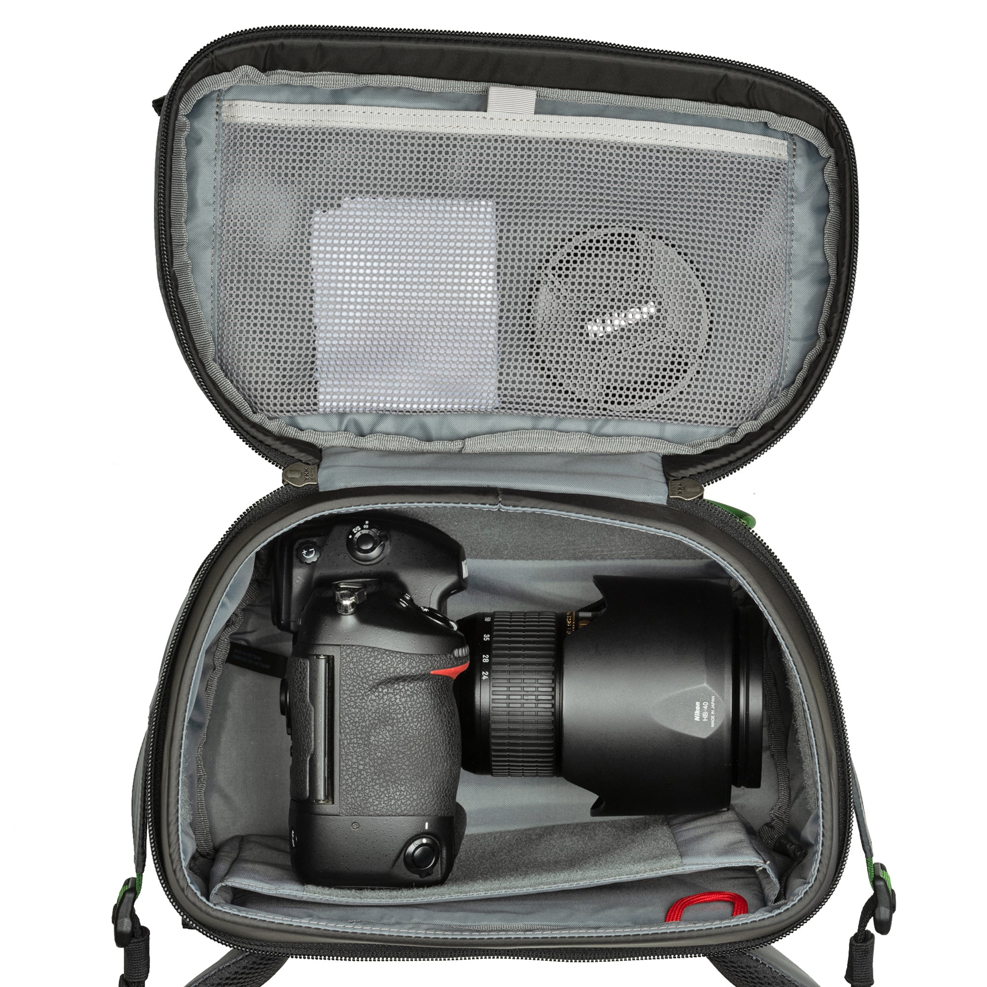 Fits one gripped Mirrorless or DSLR kit with 3–5 lenses or one ungripped Mirrorless or DSLR body with 70-200mm f/2.8 attached