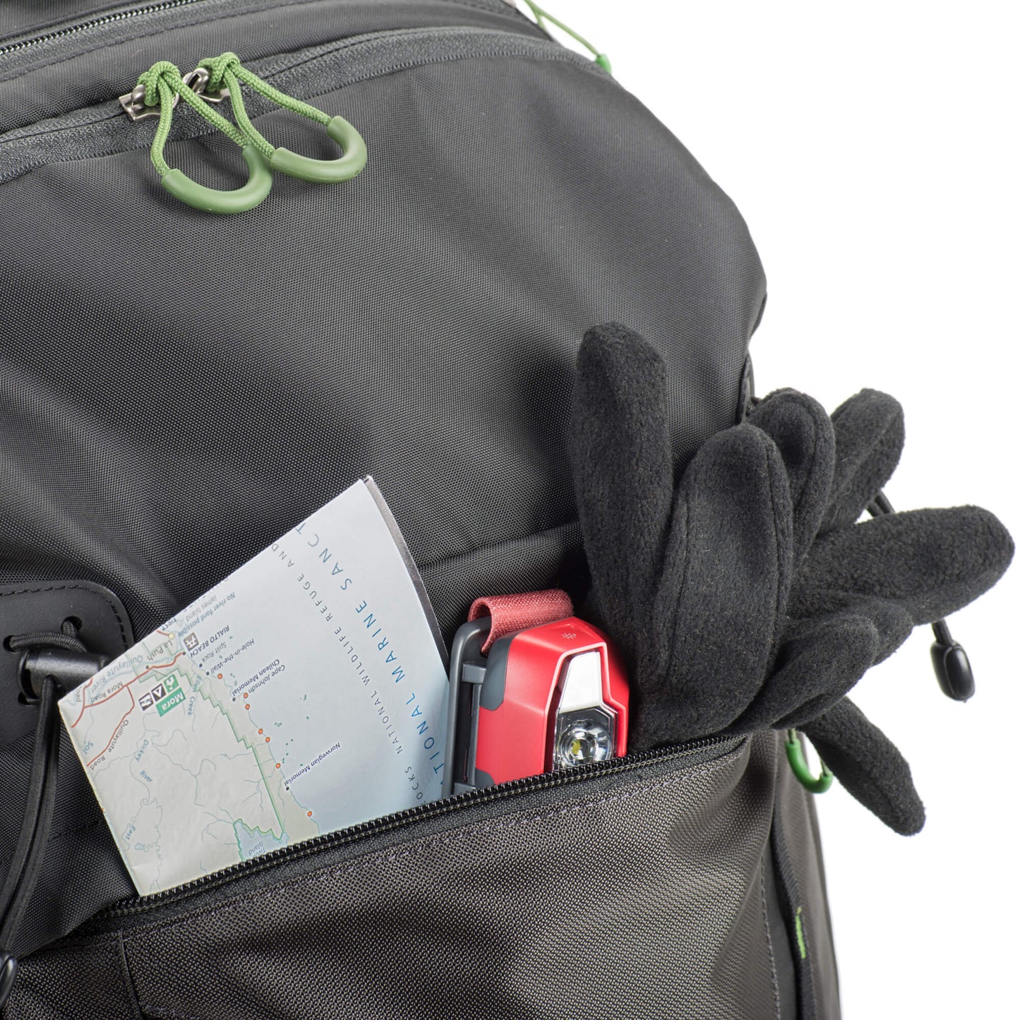 
                  
                    Front stuff pockets for trail essentials: headlamp, gloves, chargers
                  
                
