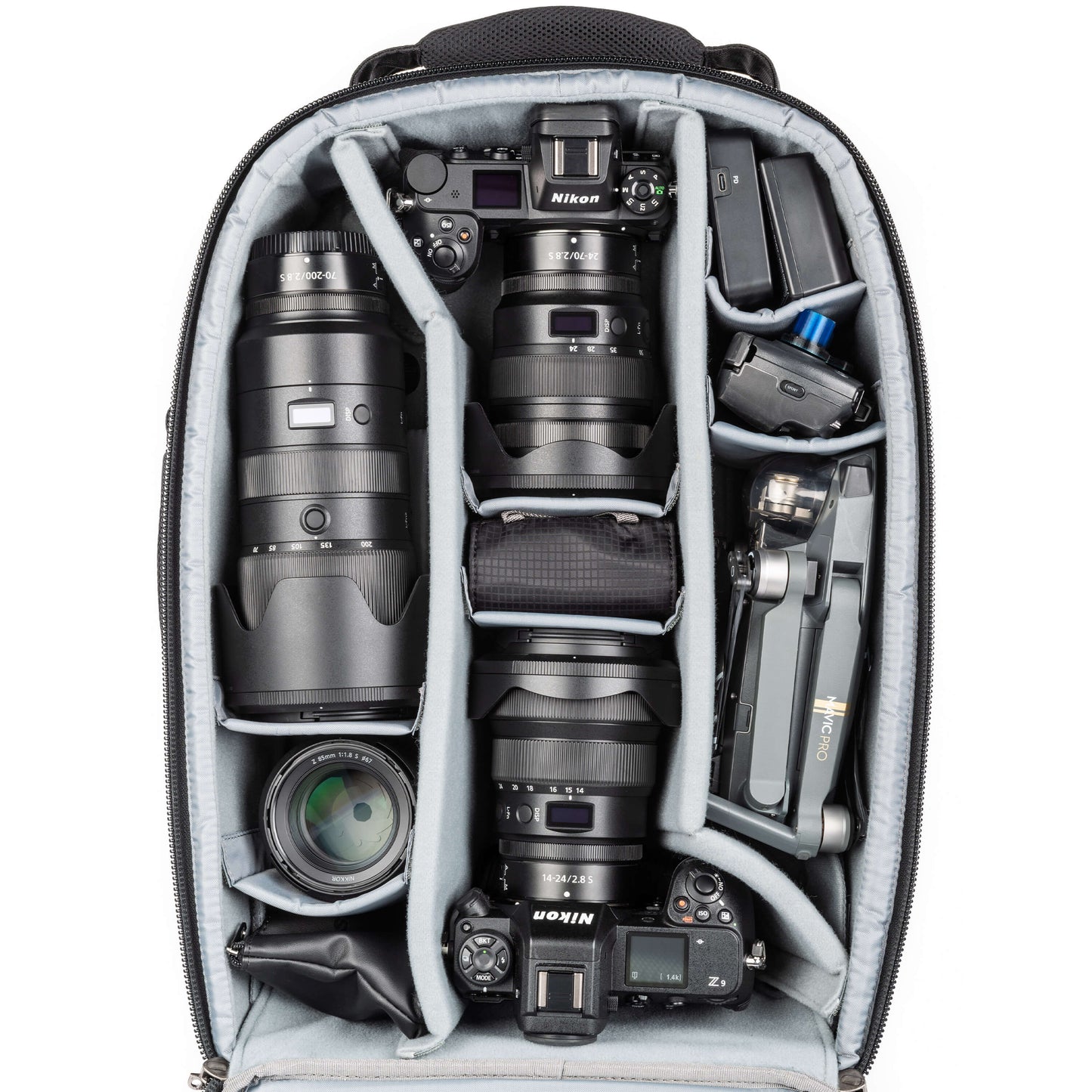 Nikon Z6+24-70mm f/2.8, Z9+14-24mm f/2.8, 70-200mm f/2.8, 85mm f/1.8, DJI Mavic drone