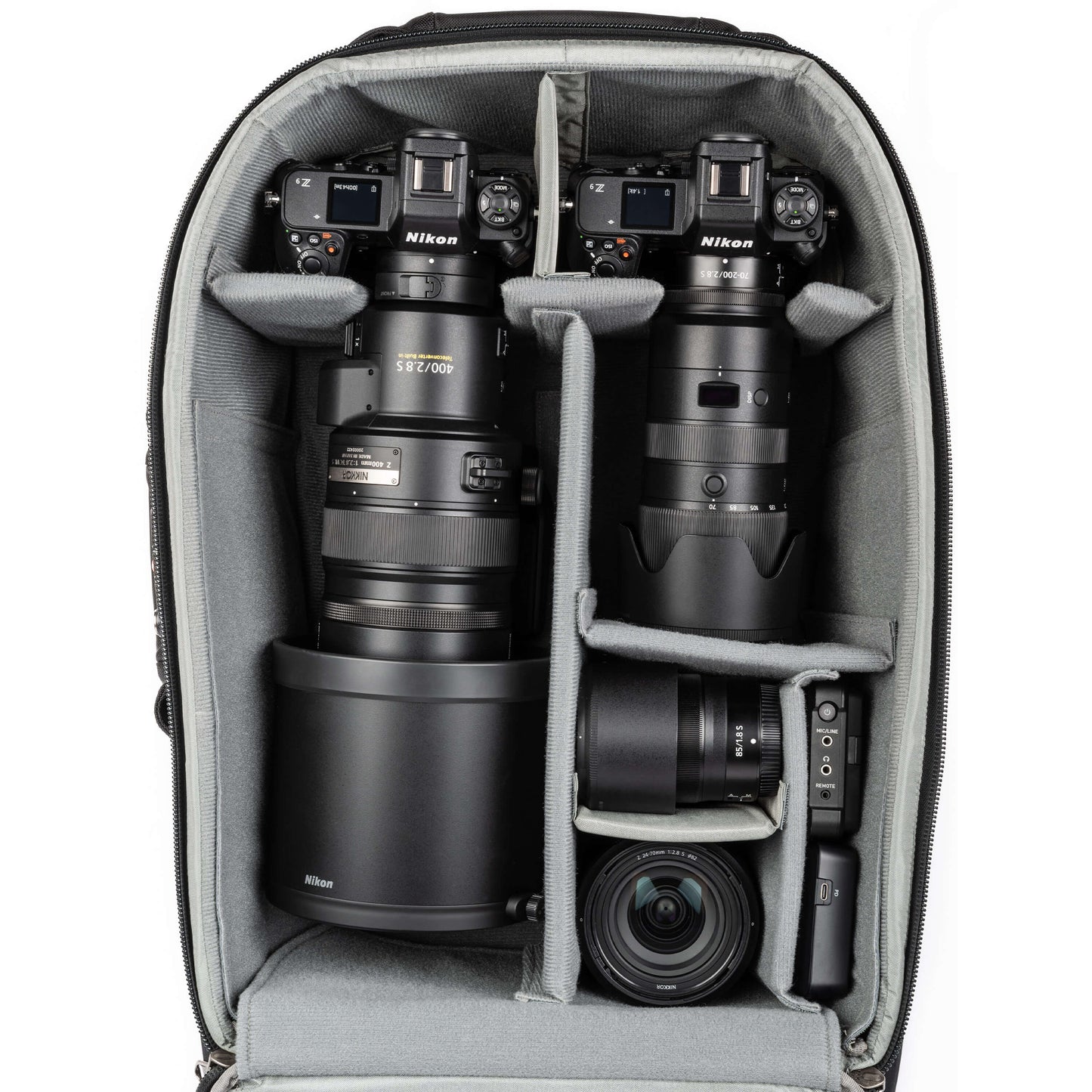 
                  
                    Nikon Z9+400mm f/2.8, Z9+70-200mm f/2.8, 85mm f/1.8, 24-70mm f/2.8, Atmos Ninja monitor
                  
                