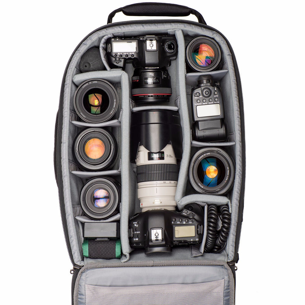 
                  
                    Canon - Standard DSLR+50mm f/1.2, Gripped DSLR+70-200mm f/2.8, five additional lenses, flash
                  
                