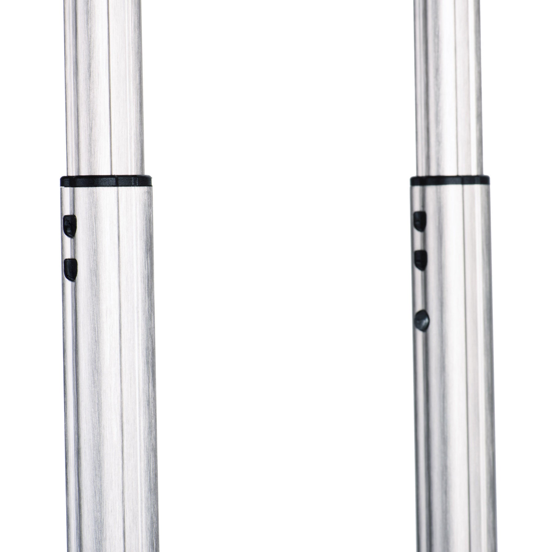 Custom designed retractable handle with inset channel on aluminum tubing for added strength and durability