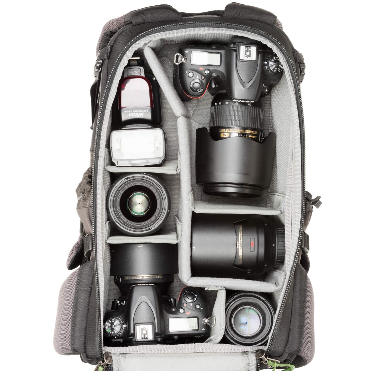 
                  
                    Nikon D750 with 24–70mm f/2.8 attached, Nikon D750 with 85mm f/1.8 attached, 105mm f/2.8 macro, Sigma 35mm f/1.4 ART, 50mm f/1.4, SpeedLight SB-900
                  
                