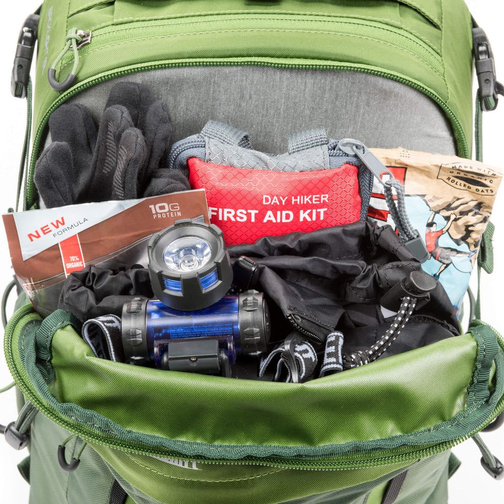 
                  
                    Daypack capacity! Front pockets carry personal gear for a day’s outing: extra layers, a light jacket, food, etc.
                  
                