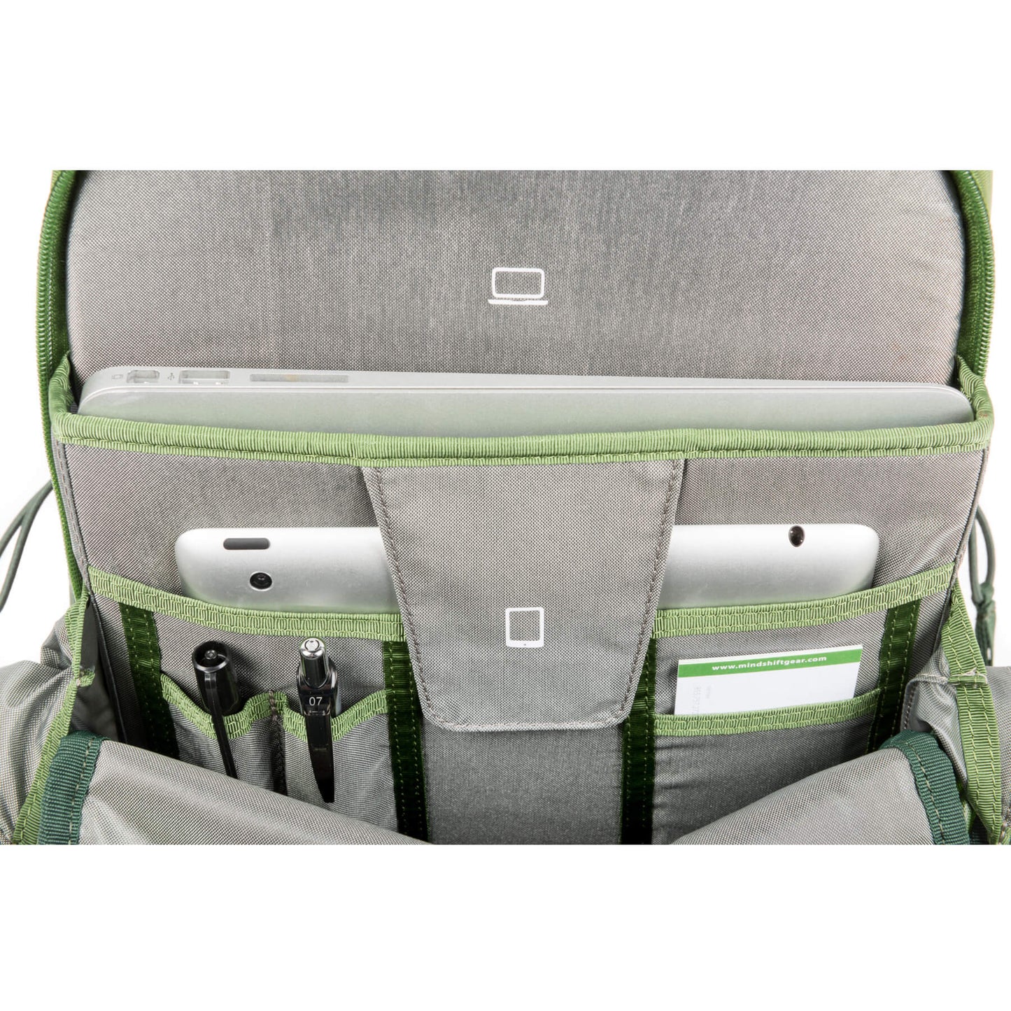 
                  
                    Dedicated compartments fit up to a 13” laptop and full size tablet
                  
                