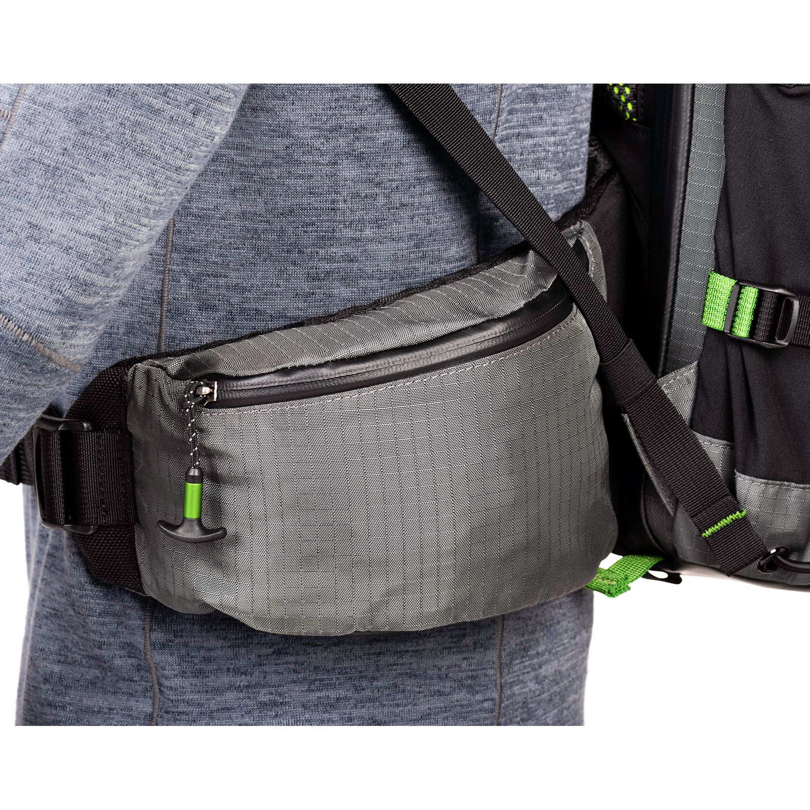 Waist belt pocket for convenient access to small items.