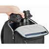 Top panel quick access and rear panel full-access to camera gear