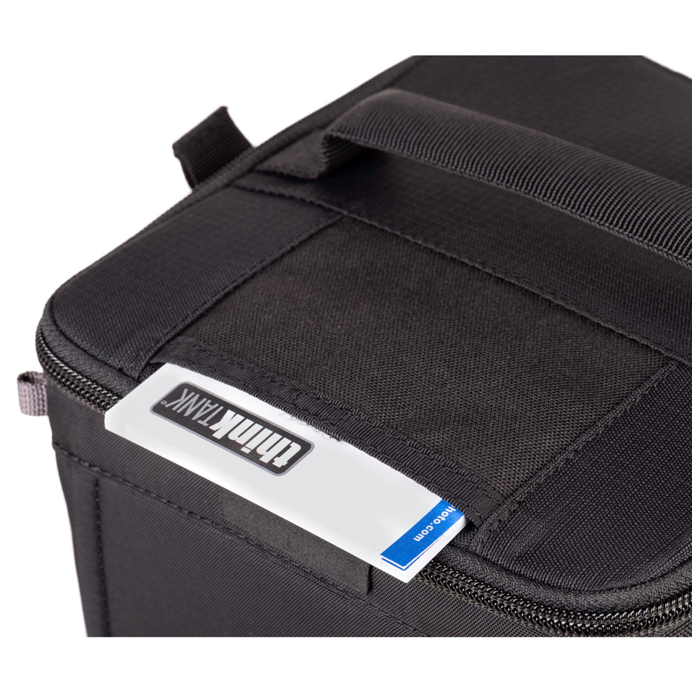 
                  
                    Business card holder on top of lid
                  
                