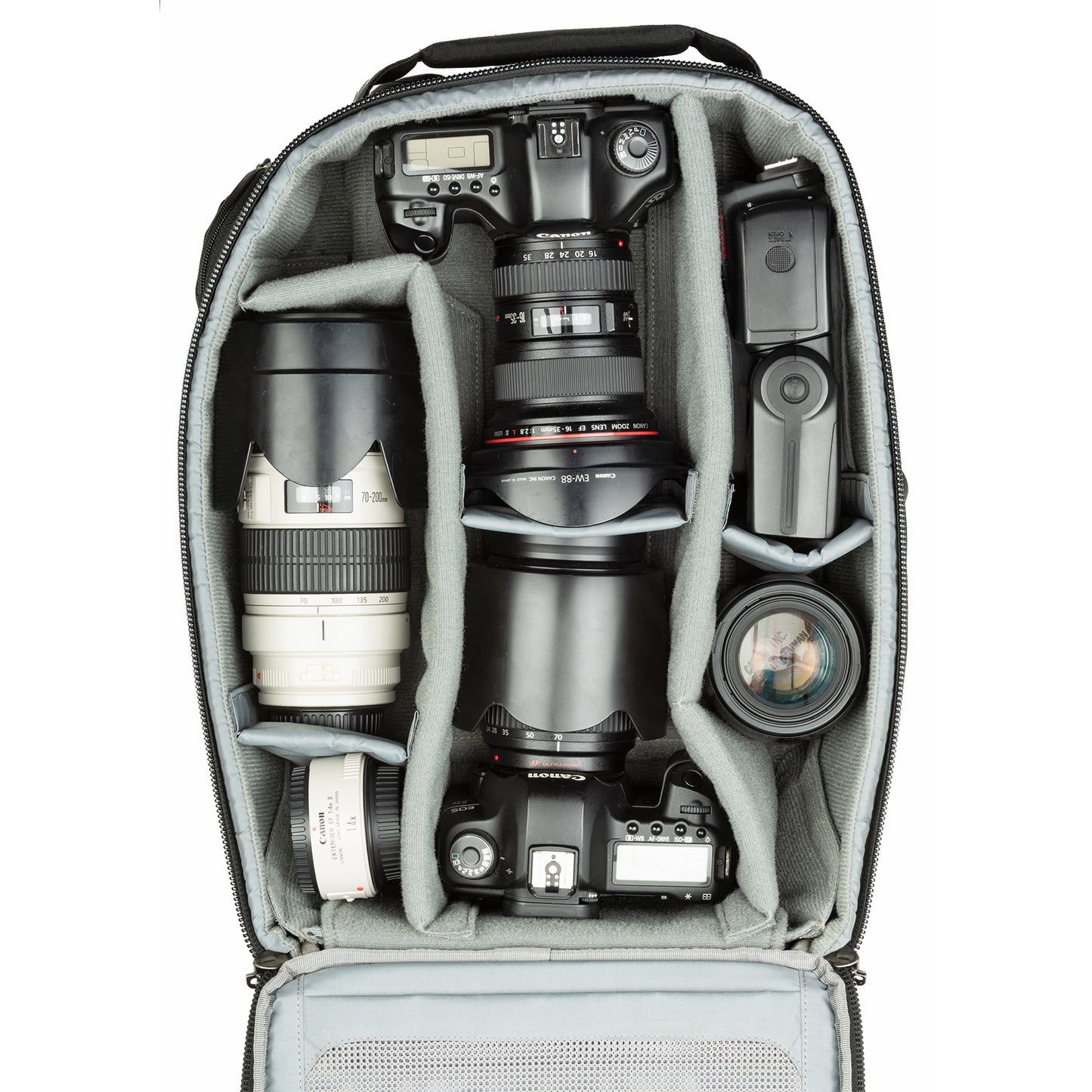 
                  
                    Canon 5D+16-35mm f/2.8, 5D+24-70mm f/2.8, 70-200mm f/2.8, 85mm f/1.8, 1.4X TC, flash
                  
                