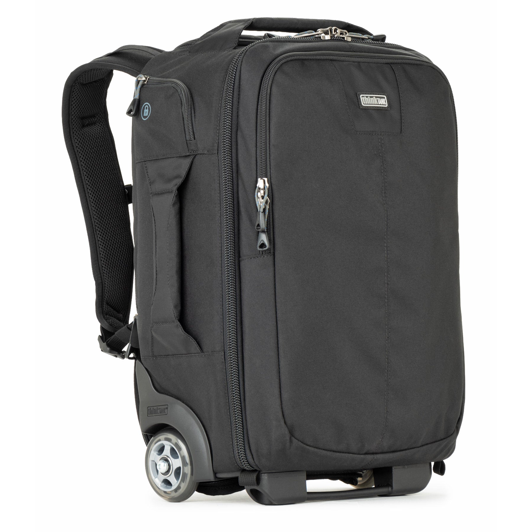 Sized to meet most airline carry-on requirements*, the Essentials fits two DSLR or Mirrorless bodies, a mounted 70–200mm, multiple lenses, and a 16-inch laptop.