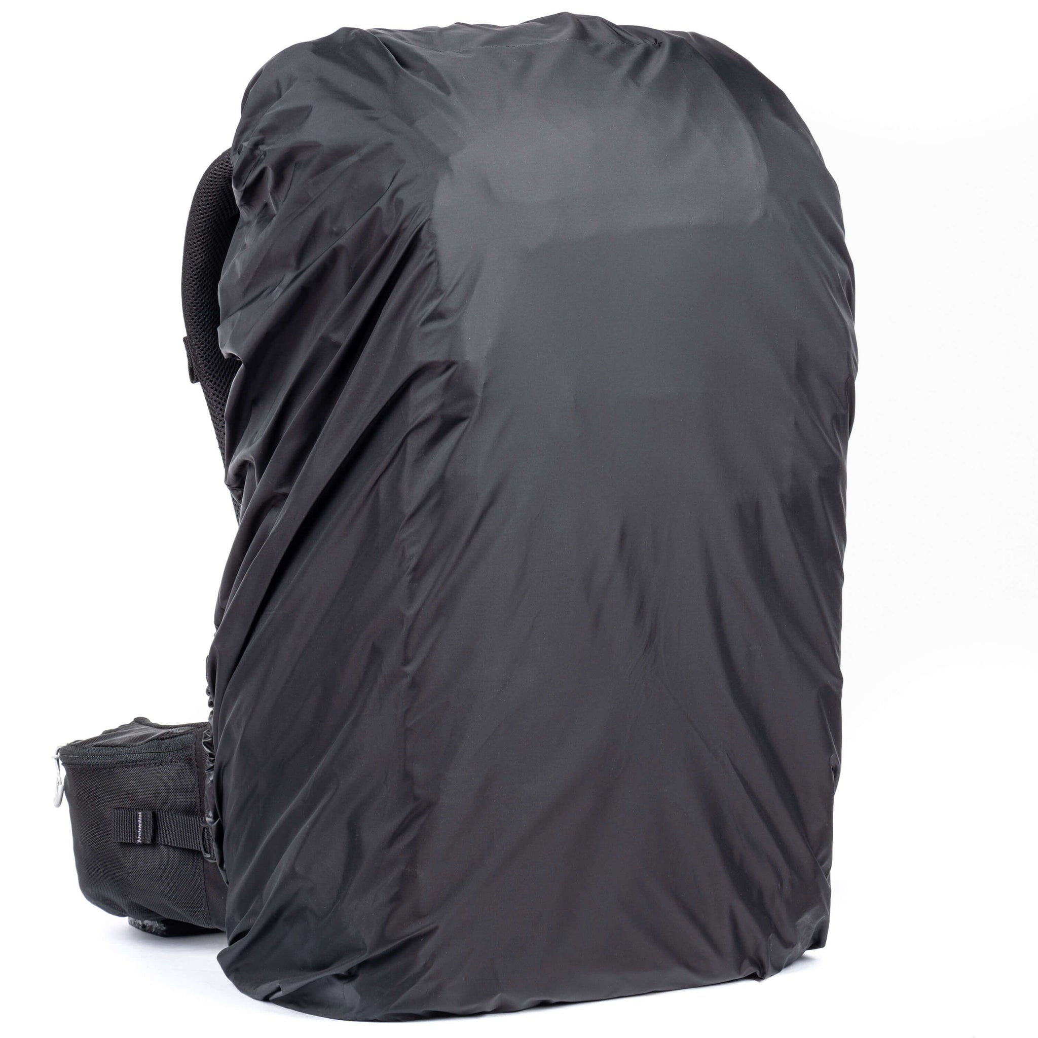Large rain cover protects small to medium tripods secured to the front of the pack