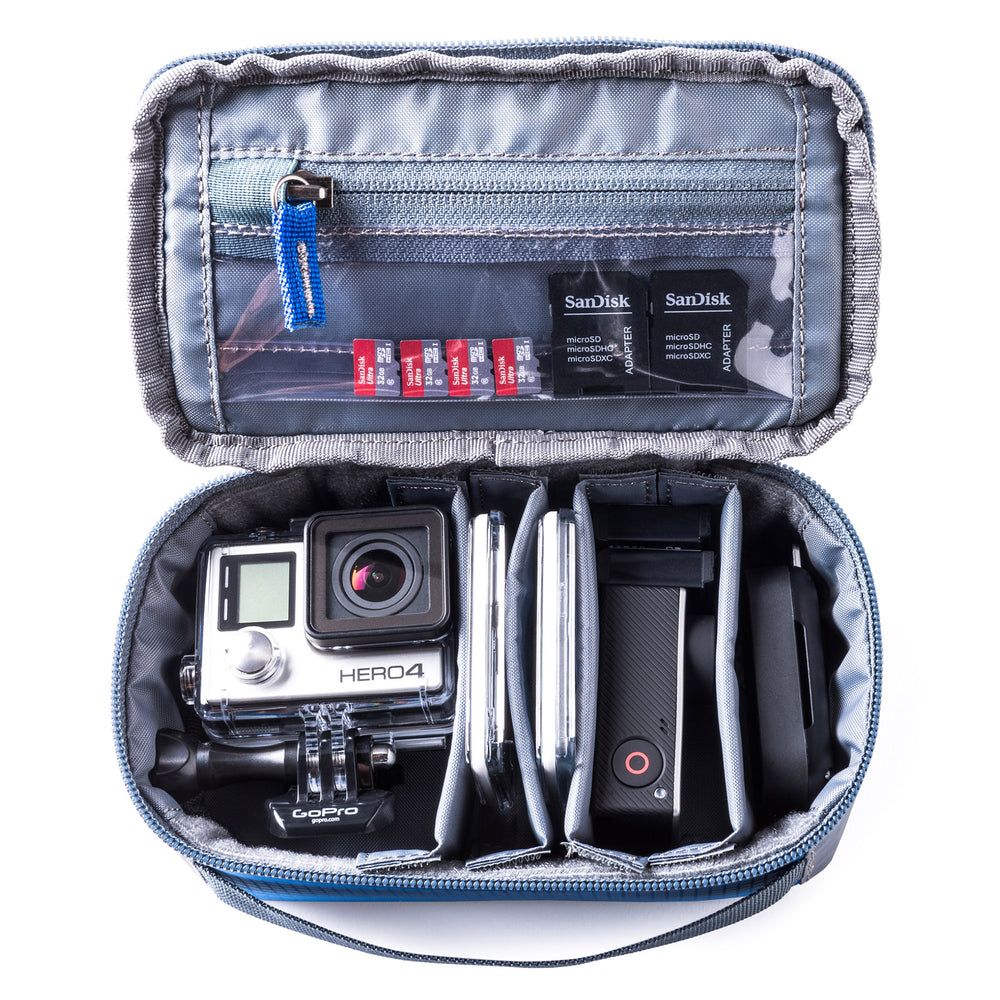 
                  
                    GP 2 Kit Case: 1-2 GoPro Hero 4 in housings with BacPac, accessories like small sized mounts, batteries, memory cards, etc.
                  
                