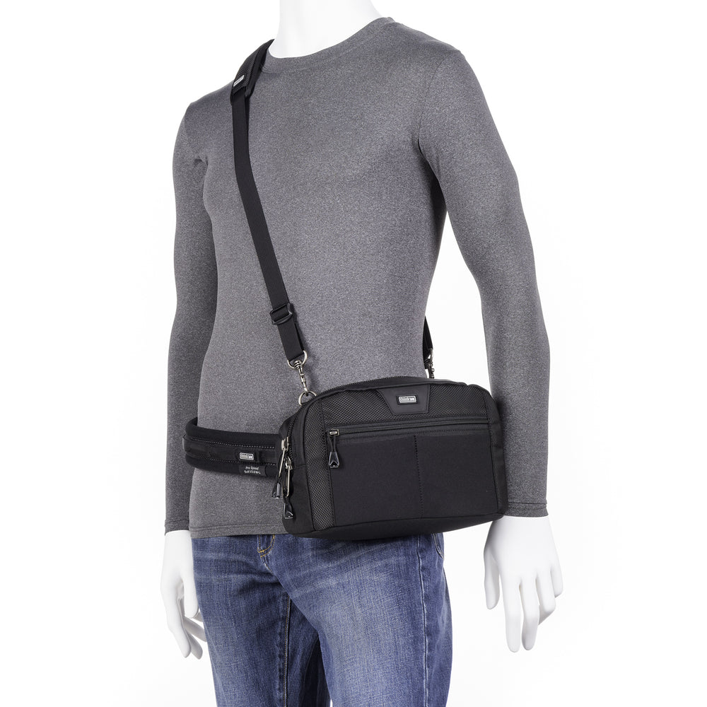 
                  
                    Multiple ways to carry — shoulder bag or belt mount
                  
                