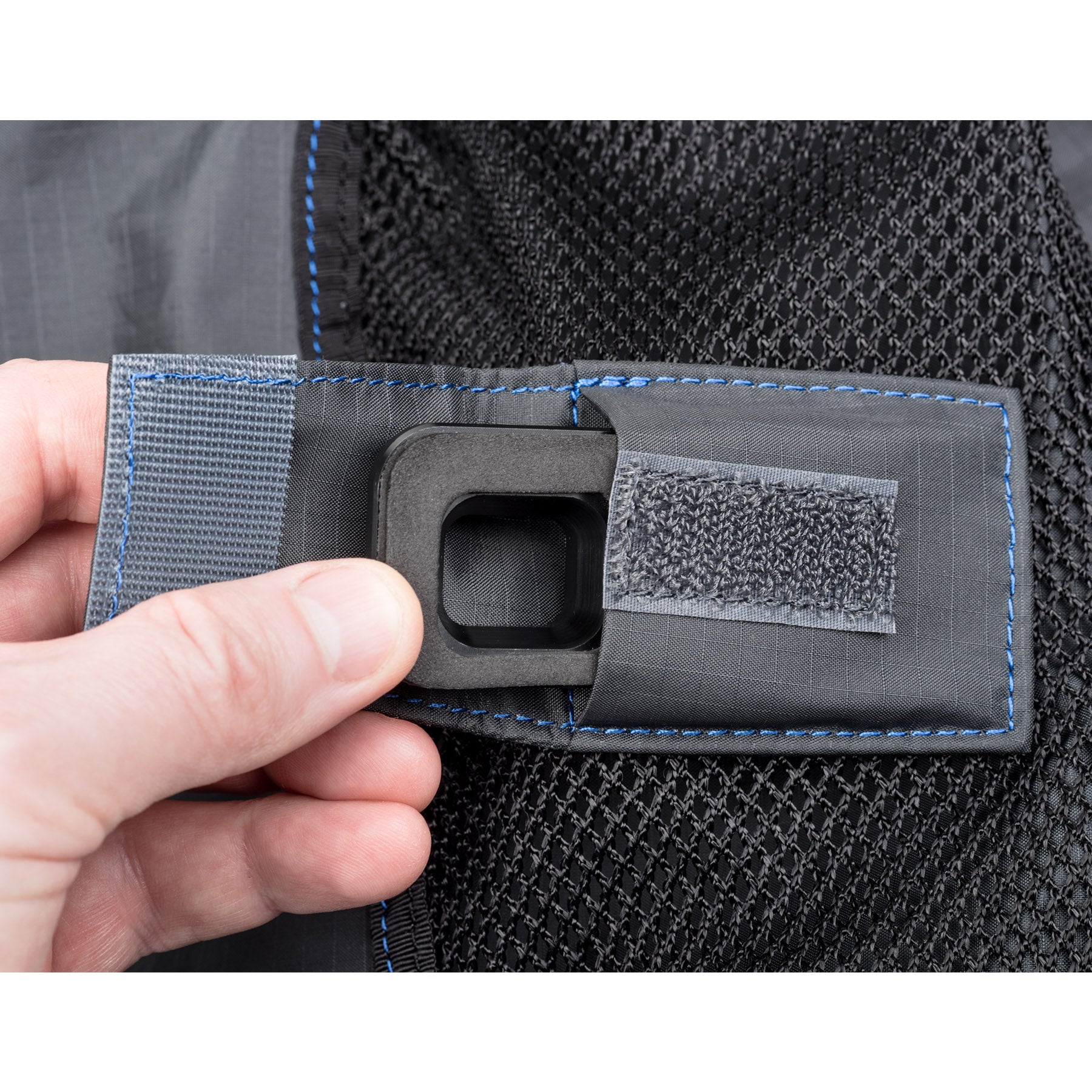 An eyepiece pocket is built into the bottom of the Hydrophobia rain cover (eyepiece sold separately)