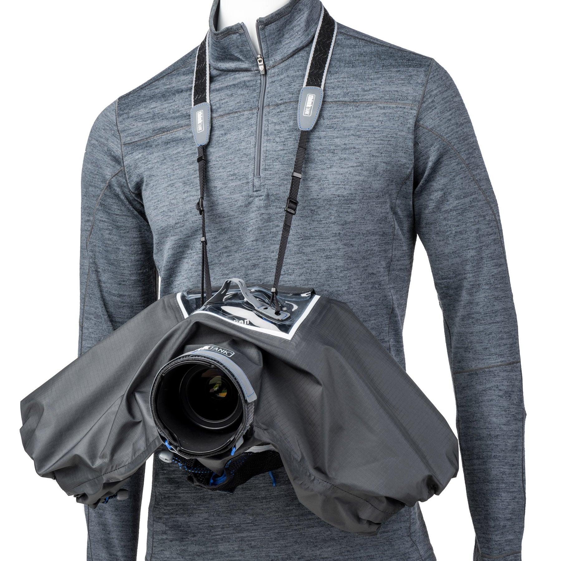 Integrated shoulder strap allows the camera to be worn on the shoulder while cover is attached. Can be replaced with your favorite strap if desired.