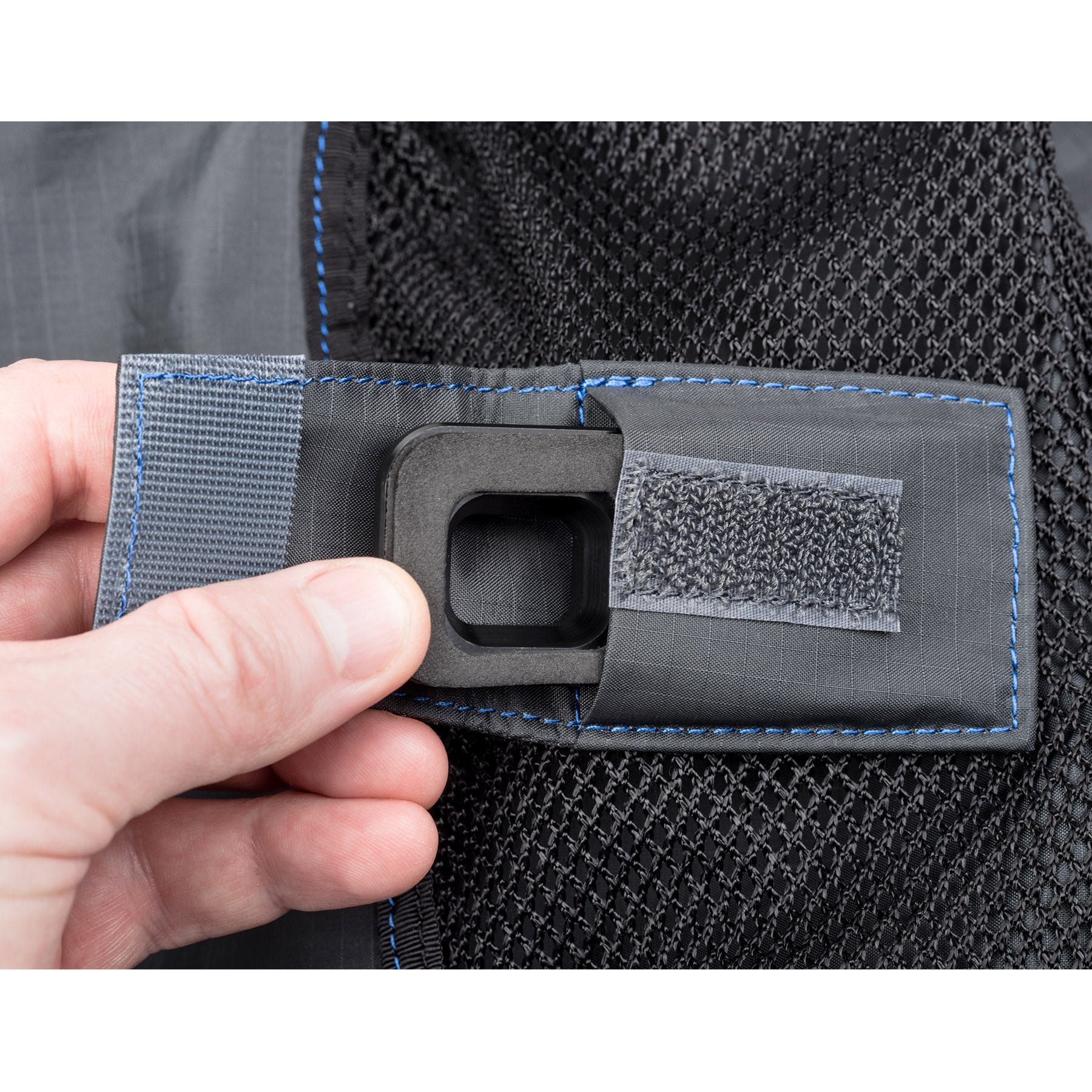 An eyepiece pocket is built into the bottom of the Hydrophobia rain cover (eyepiece sold separately)