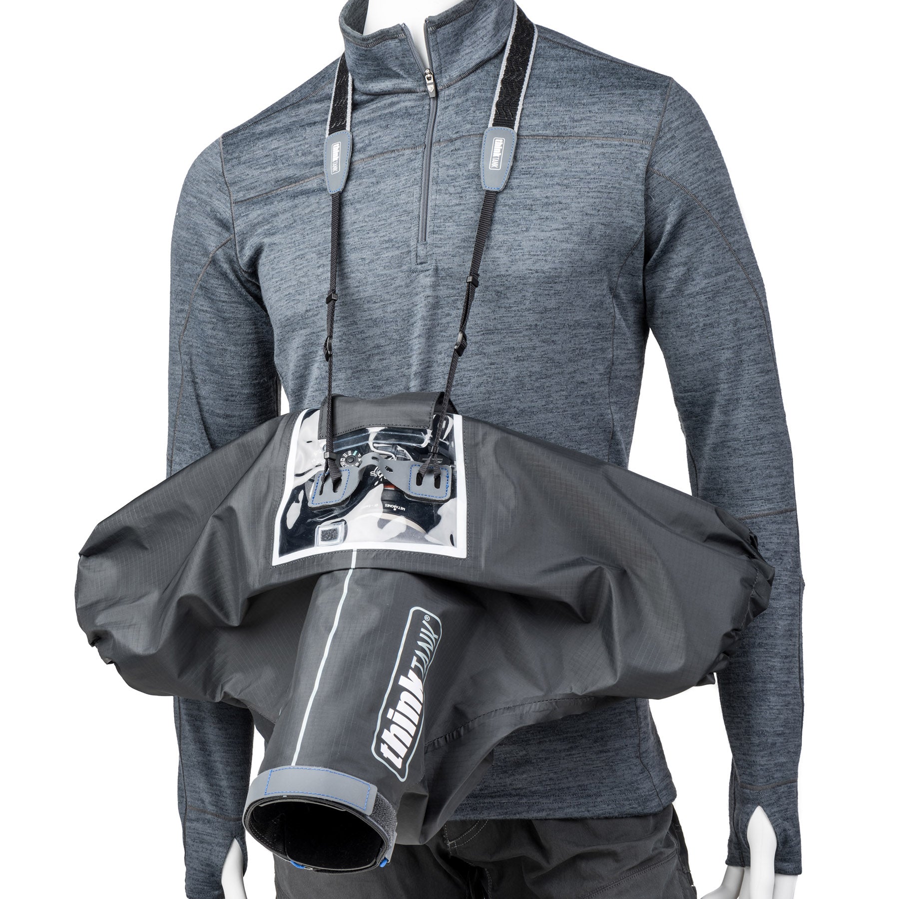 Integrated shoulder strap allows the camera to be worn on the shoulder while cover is attached. Can be replaced with your favorite strap if desired.