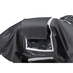 Eyepiece flap folds into a visor or, when not in use, shields viewfinder from rain or dust