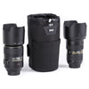 Holds a 24–70mm f/2.8 lens with lens hood in shooting position, or other similar size lenses