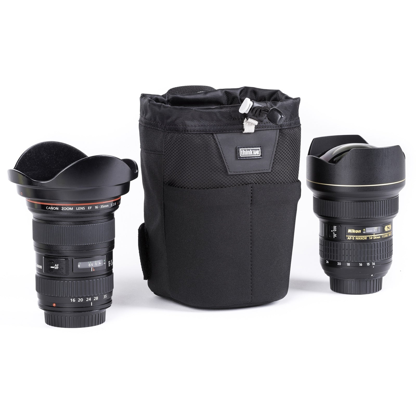 Fits wide-angle lenses with hoods in shooting position. Like 16–35mm f/2.8 or 11–24mm f/4 or 24mm f/1.4 or 14–24mm f/2.8 each with the lens hood in the shooting position