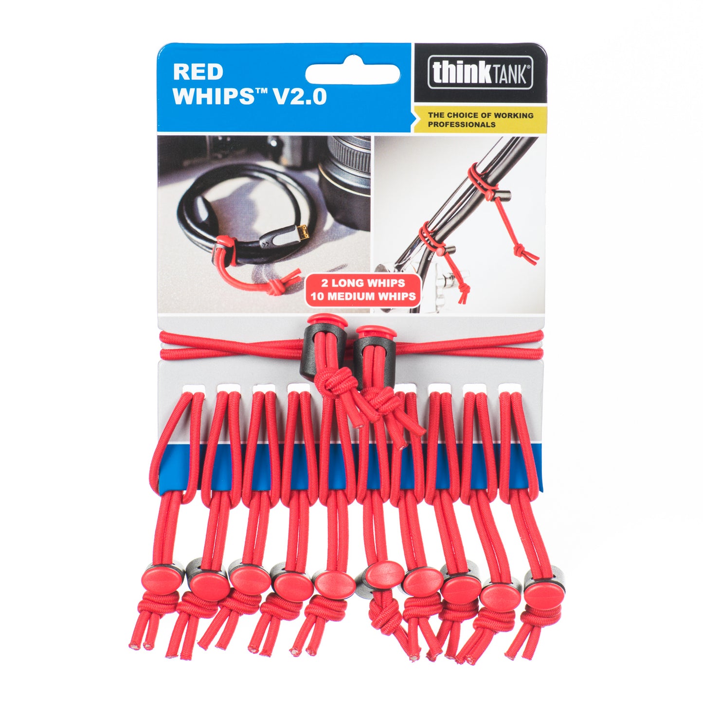 
                  
                    10 regular sized and 2 longer red whips for flexibility in organization
                  
                