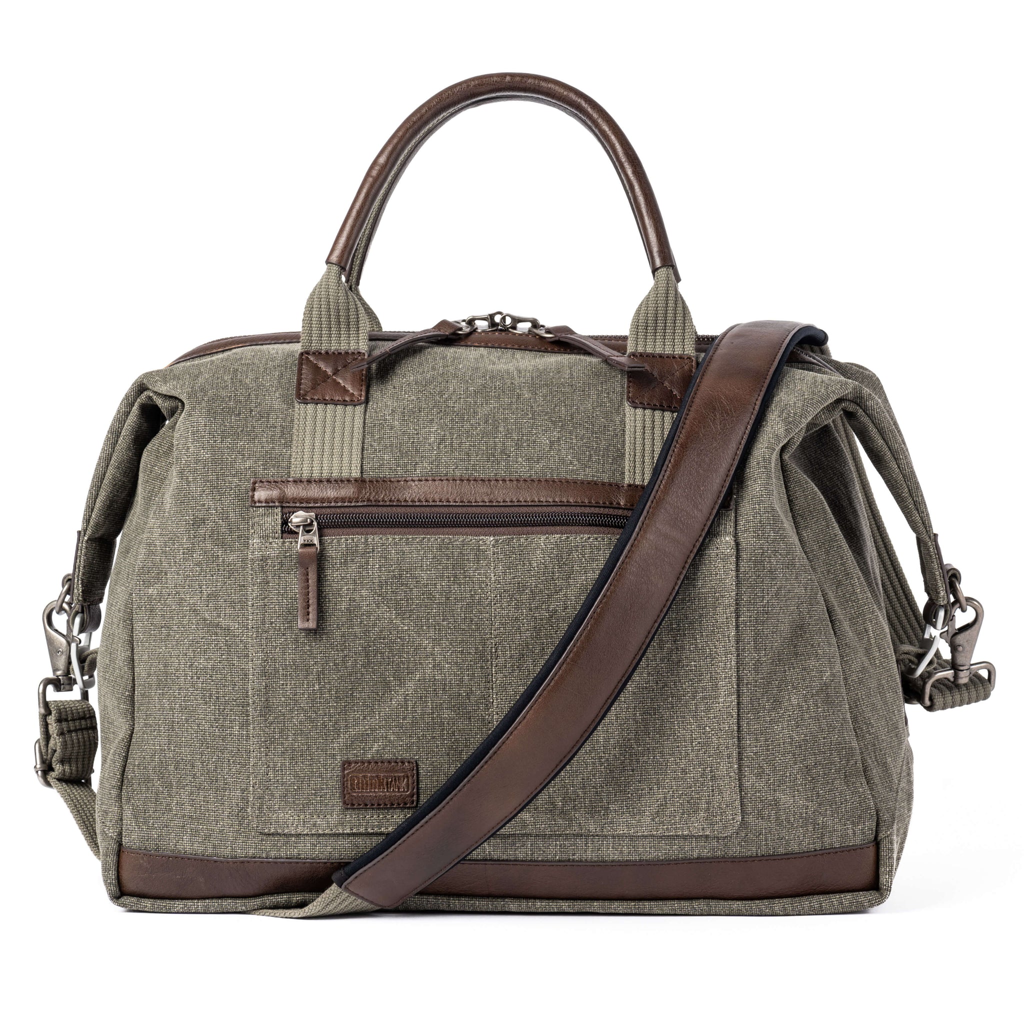 Classic weekender soft-sided construction with full-length straight zippered access to the main compartment