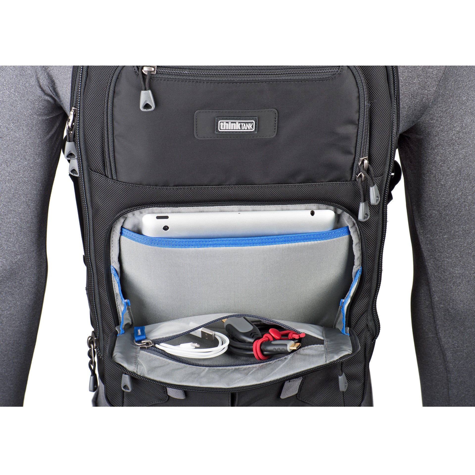 Tablet also fits in front pocket