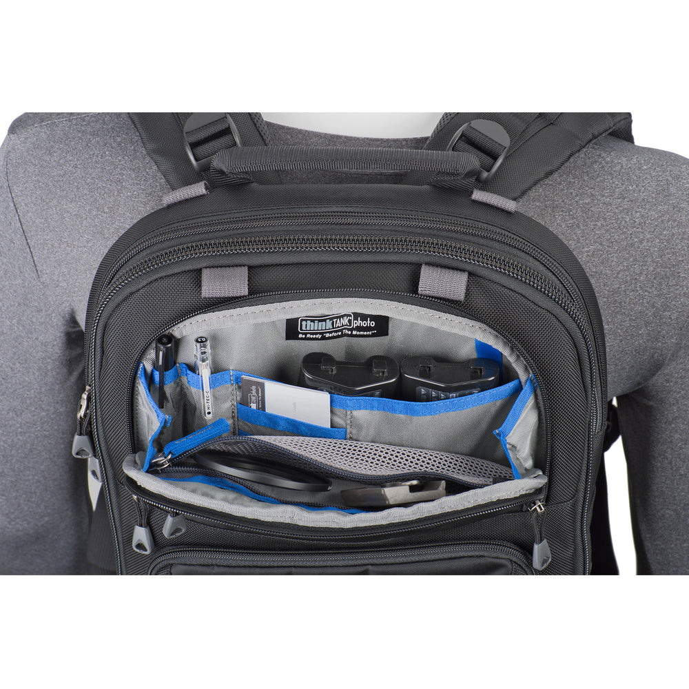 
                  
                    Upper front pocket with organizer for accessories
                  
                