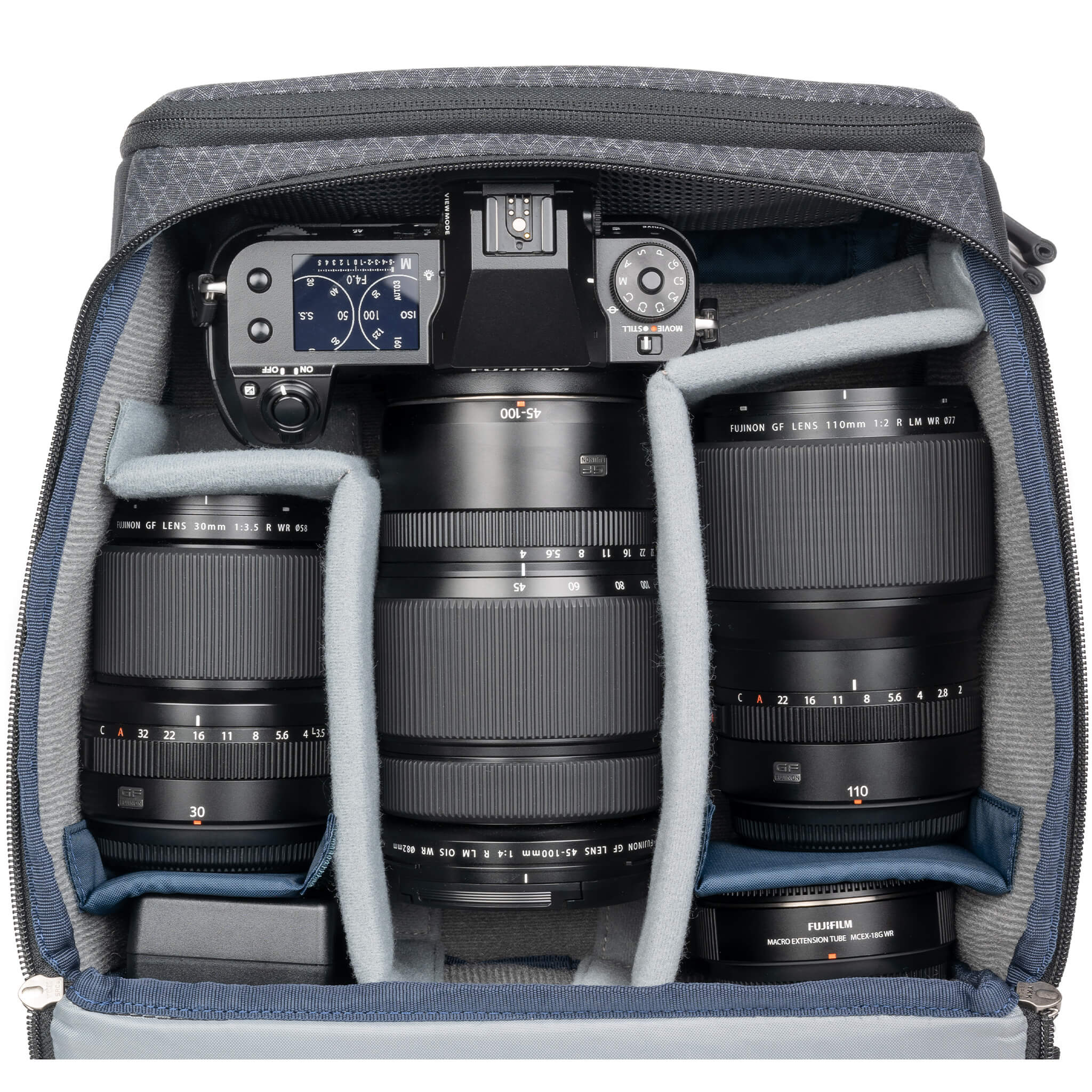 Stash-Master-M-FujiFilm - GFX50SII 45-100mm f/4 - 110mm f/2 - 30mm f/3.5 - Macro Extension Tube