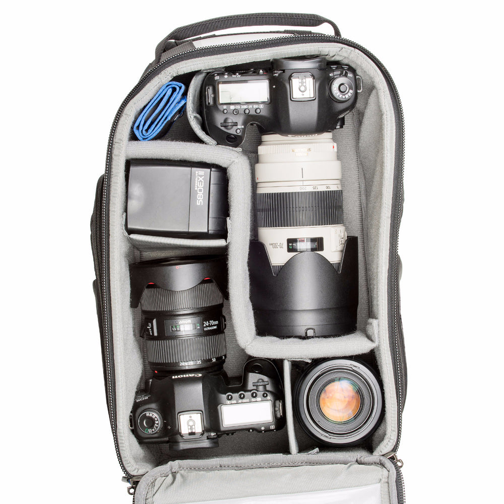 
                  
                    StreetWalker backpacks are designed to accommodate standard DSLR bodies with lenses attached
                  
                