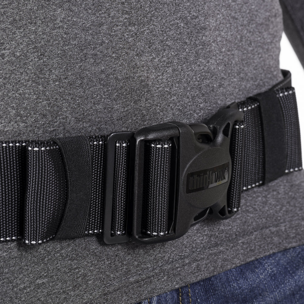 
                  
                    Thin belt with robust support for attaching modular components.
                  
                