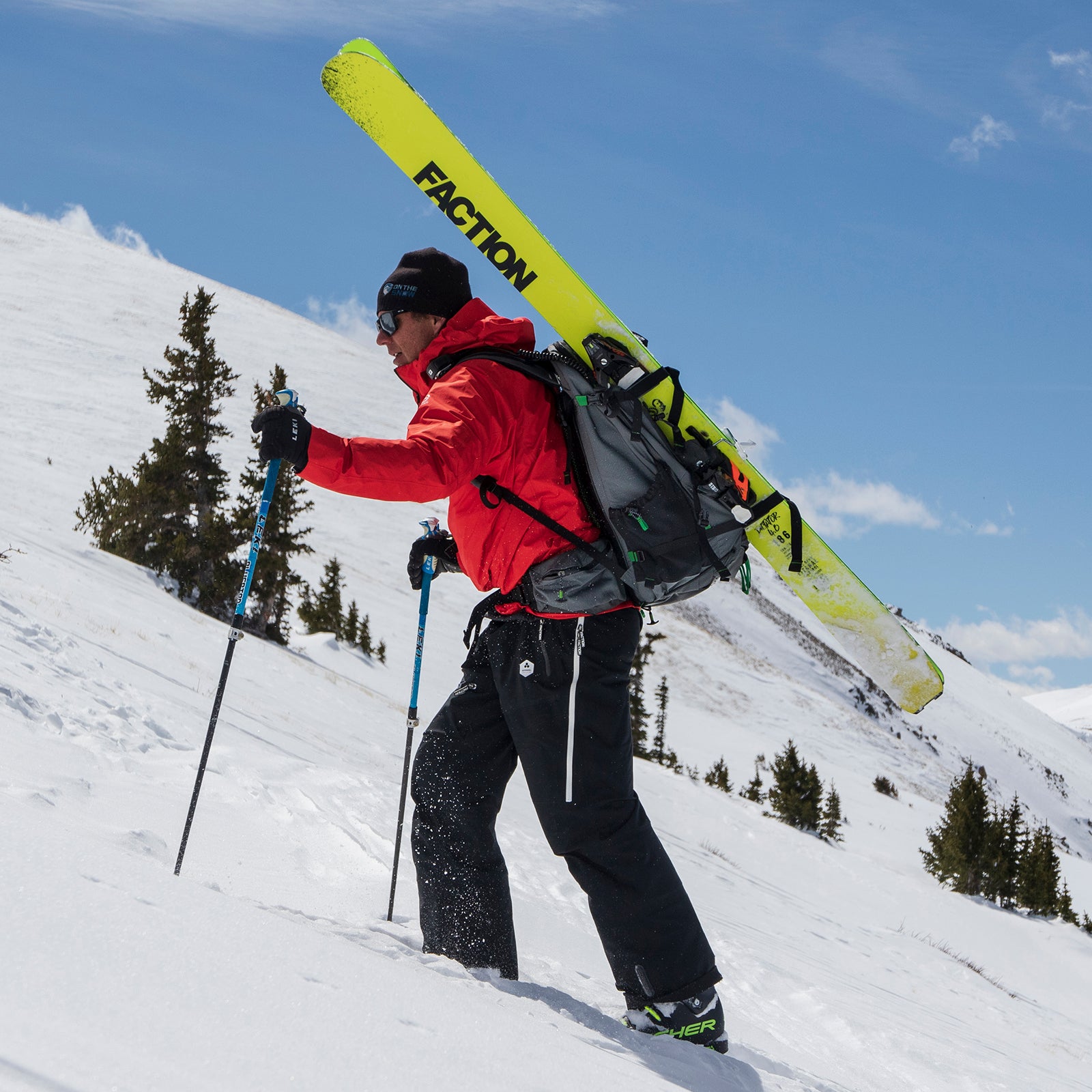 Exterior attachment points for skis, trekking poles, ice axe, etc.