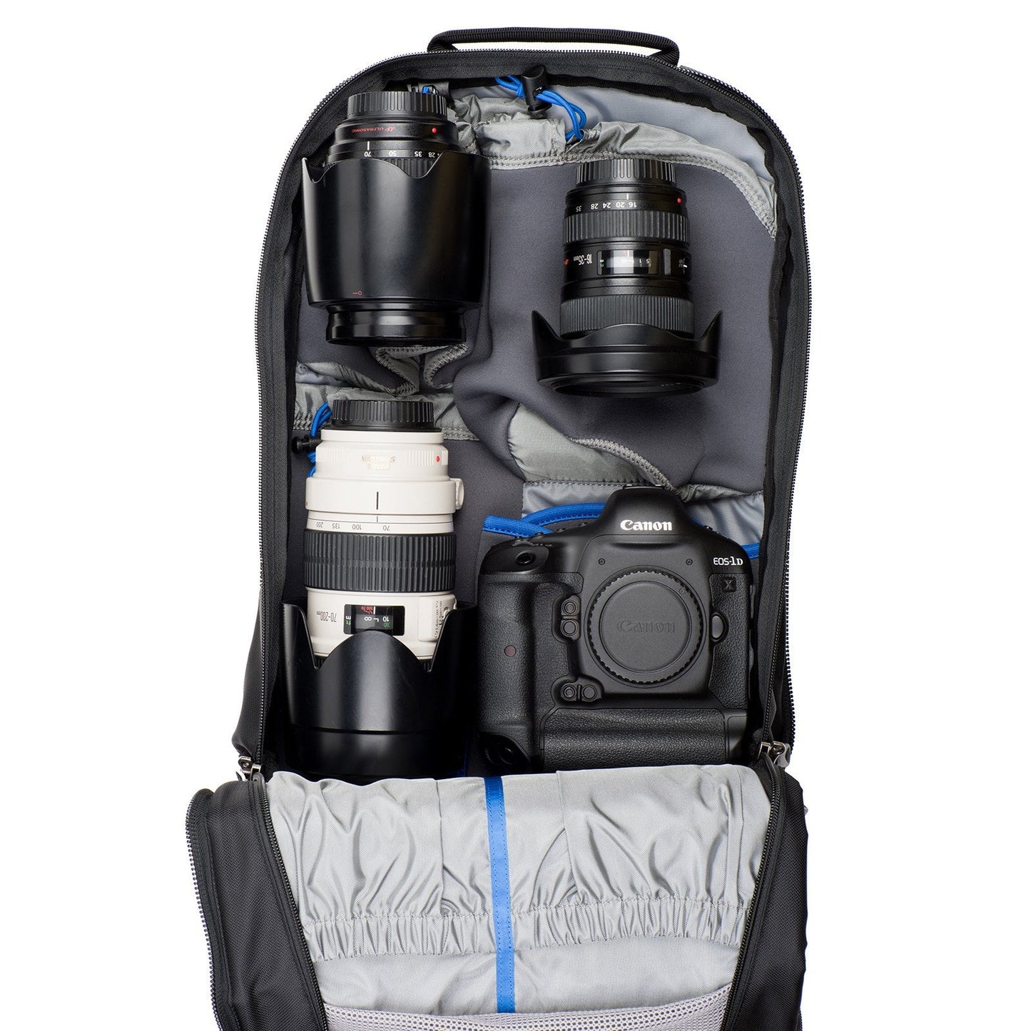 
                  
                    Interior with Canon kit - gear fits into padded pockets
                  
                