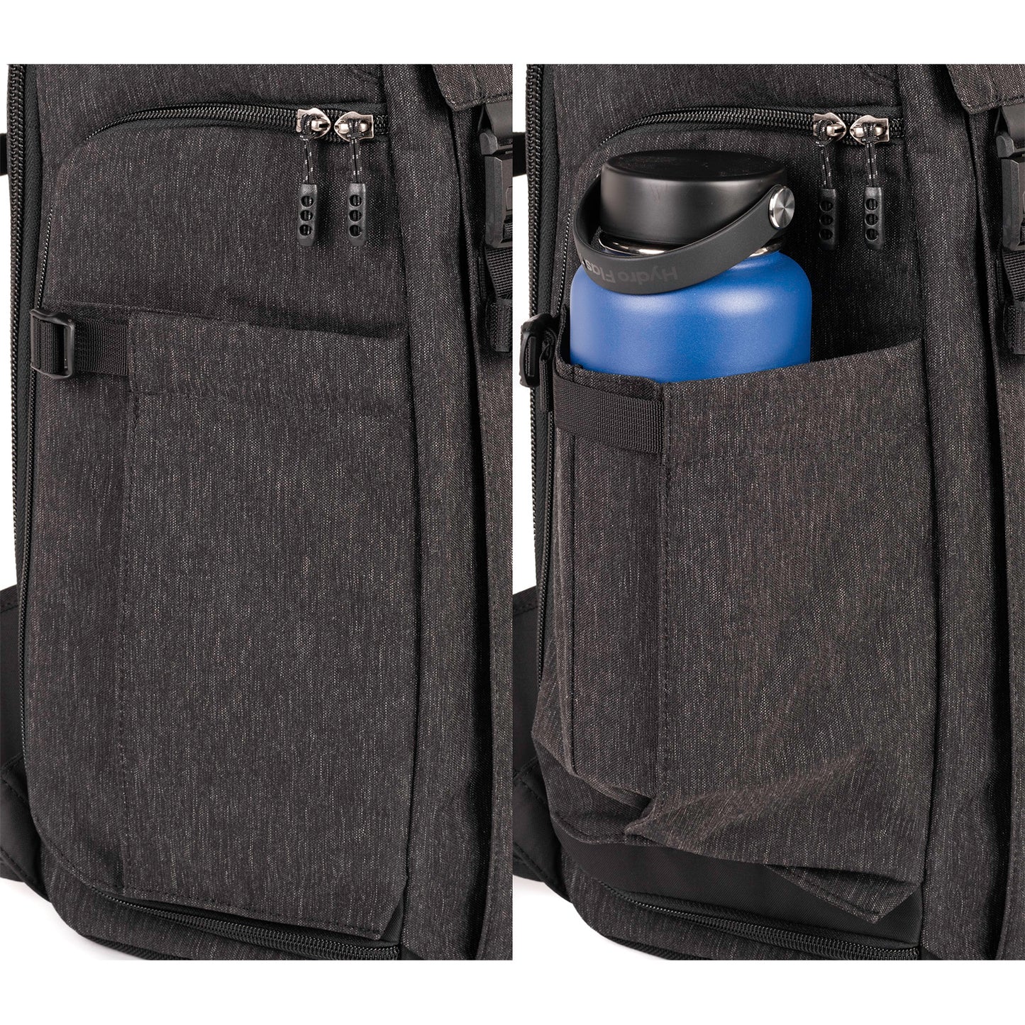 
                  
                    Expandable water bottle pockets on both sides
                  
                
