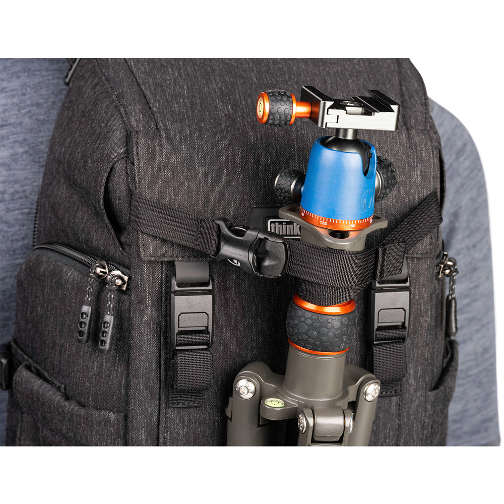 
                  
                    Tuck-away tripod straps and cup system
                  
                