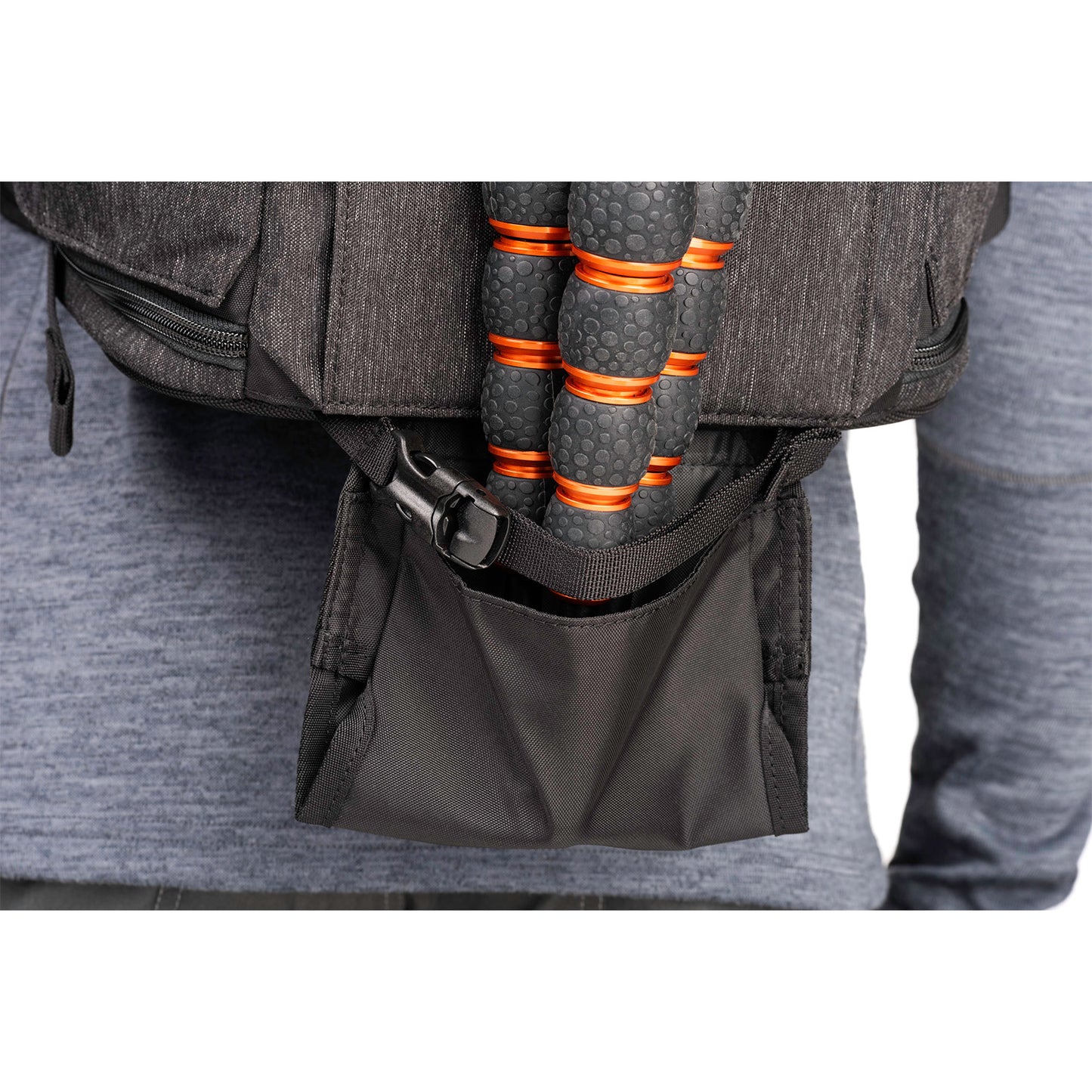 
                  
                    Tuck-away tripod straps and cup system
                  
                