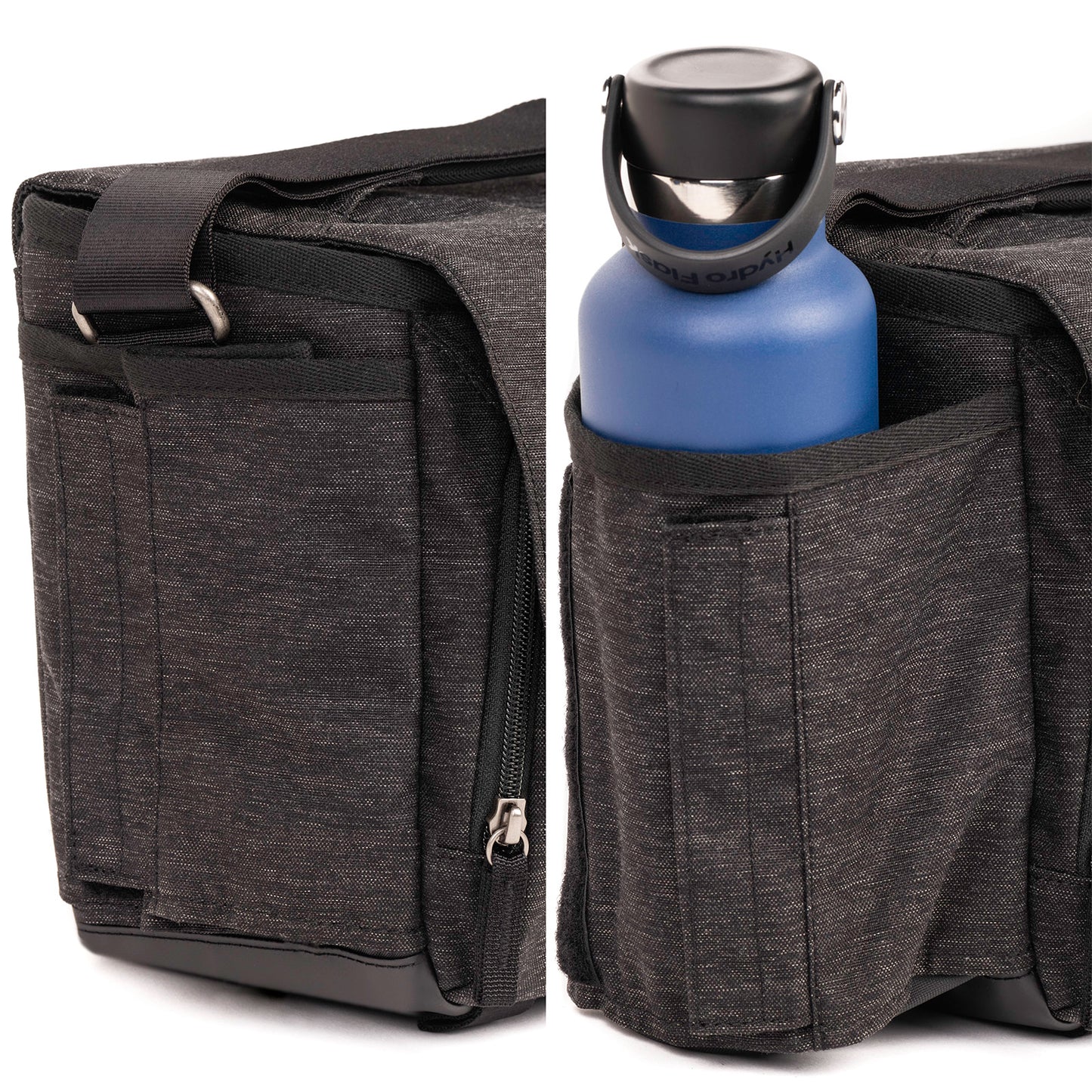 
                  
                    Expandable water bottle pocket fits small to medium sized bottles
                  
                