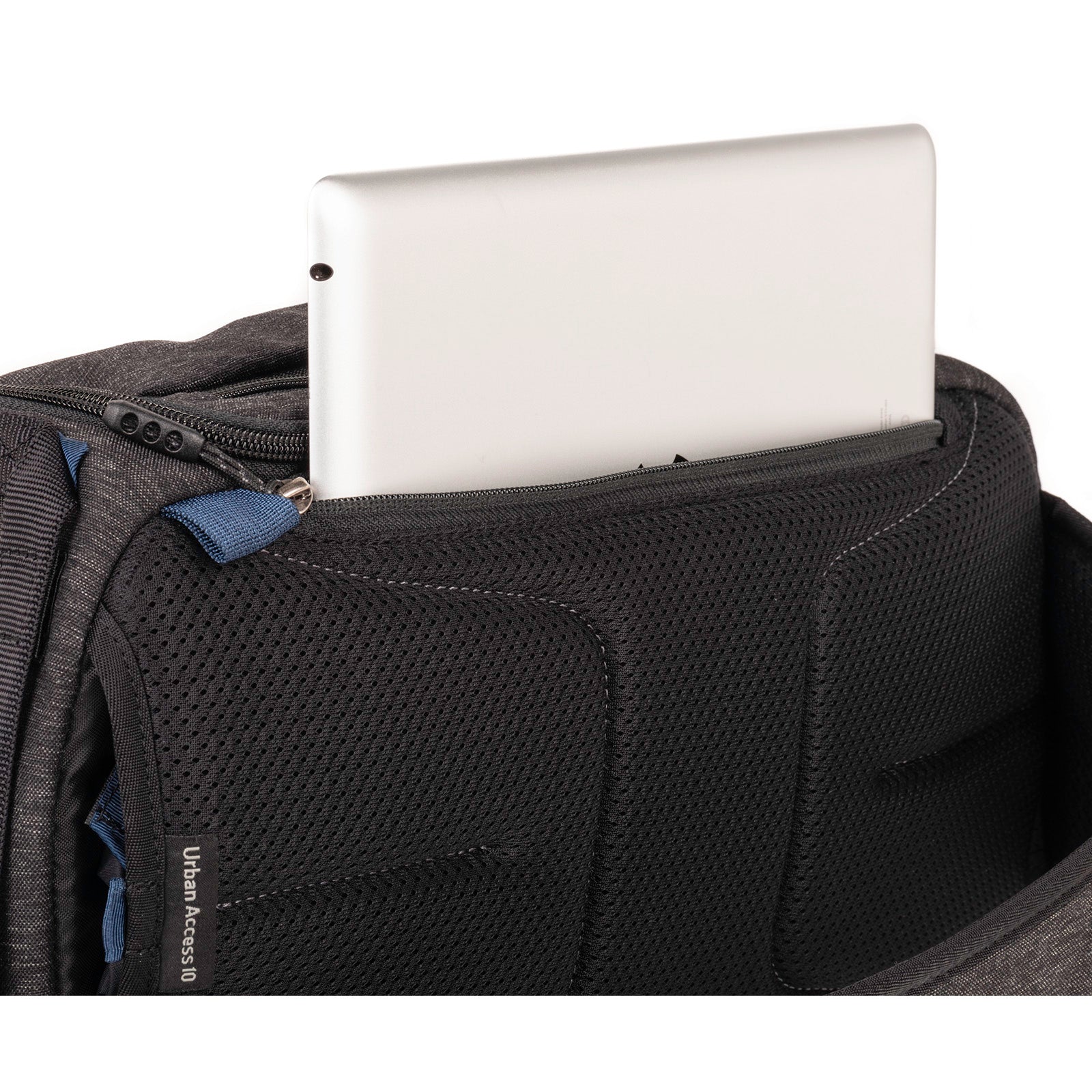 Dedicated tablet compartment fits a 10-inch tablet