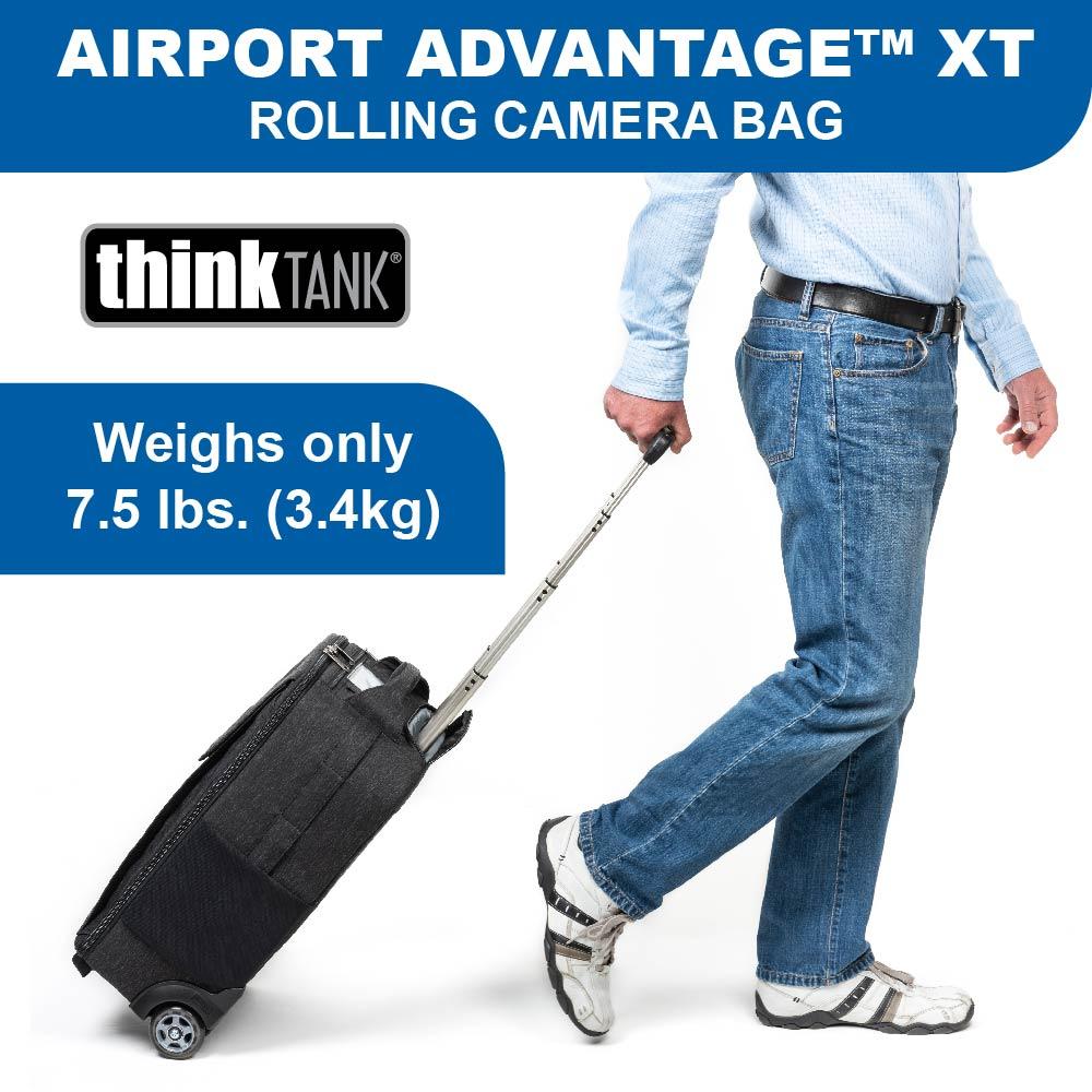 Extra tall handle height keeps the bag away from your feet when rolling