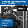 Airport Security v3 Rolling Camera bag. TSA-accepted zipper lock and cable lock included