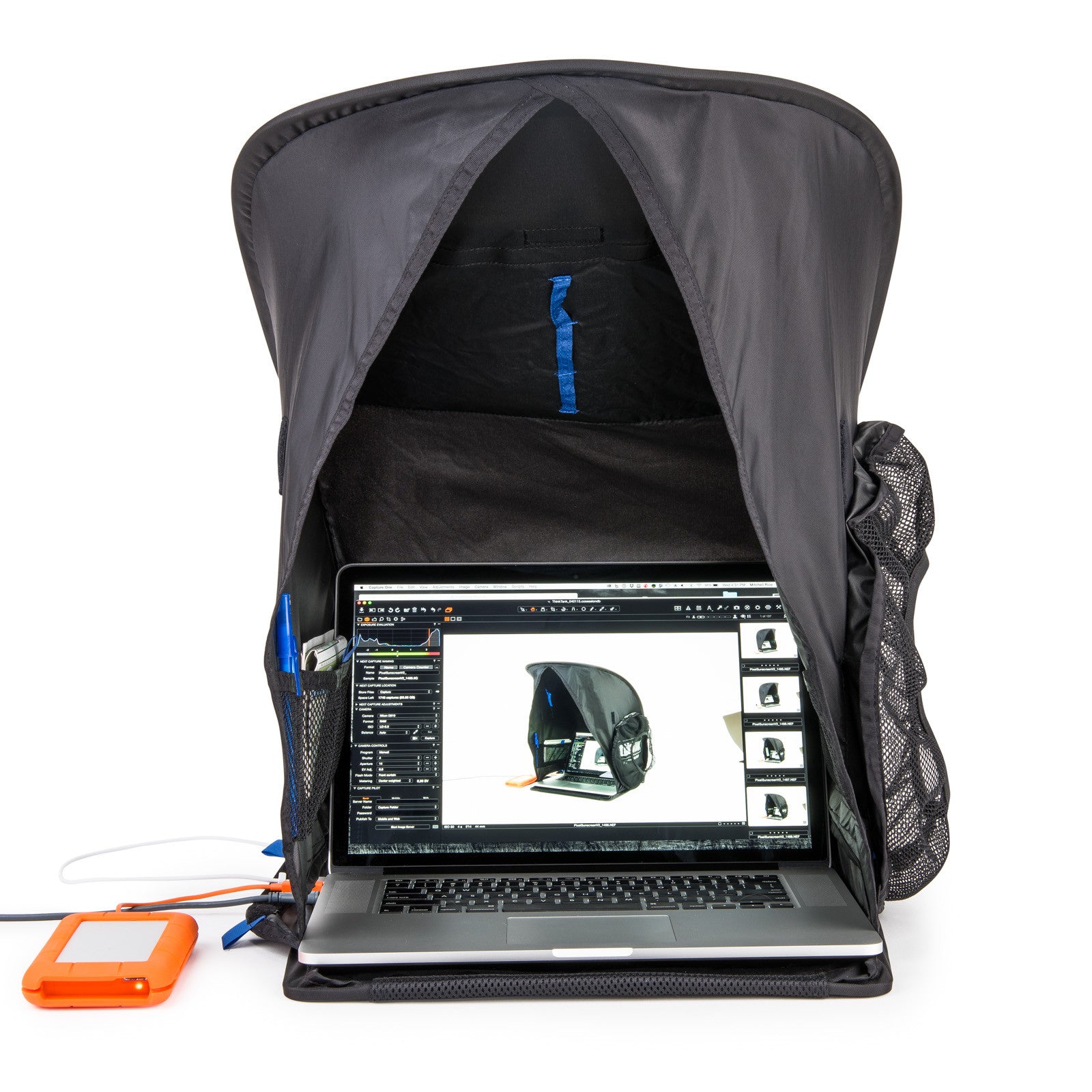 Portable sun shade for up to 17" laptops and monitors; collapses for compact storage