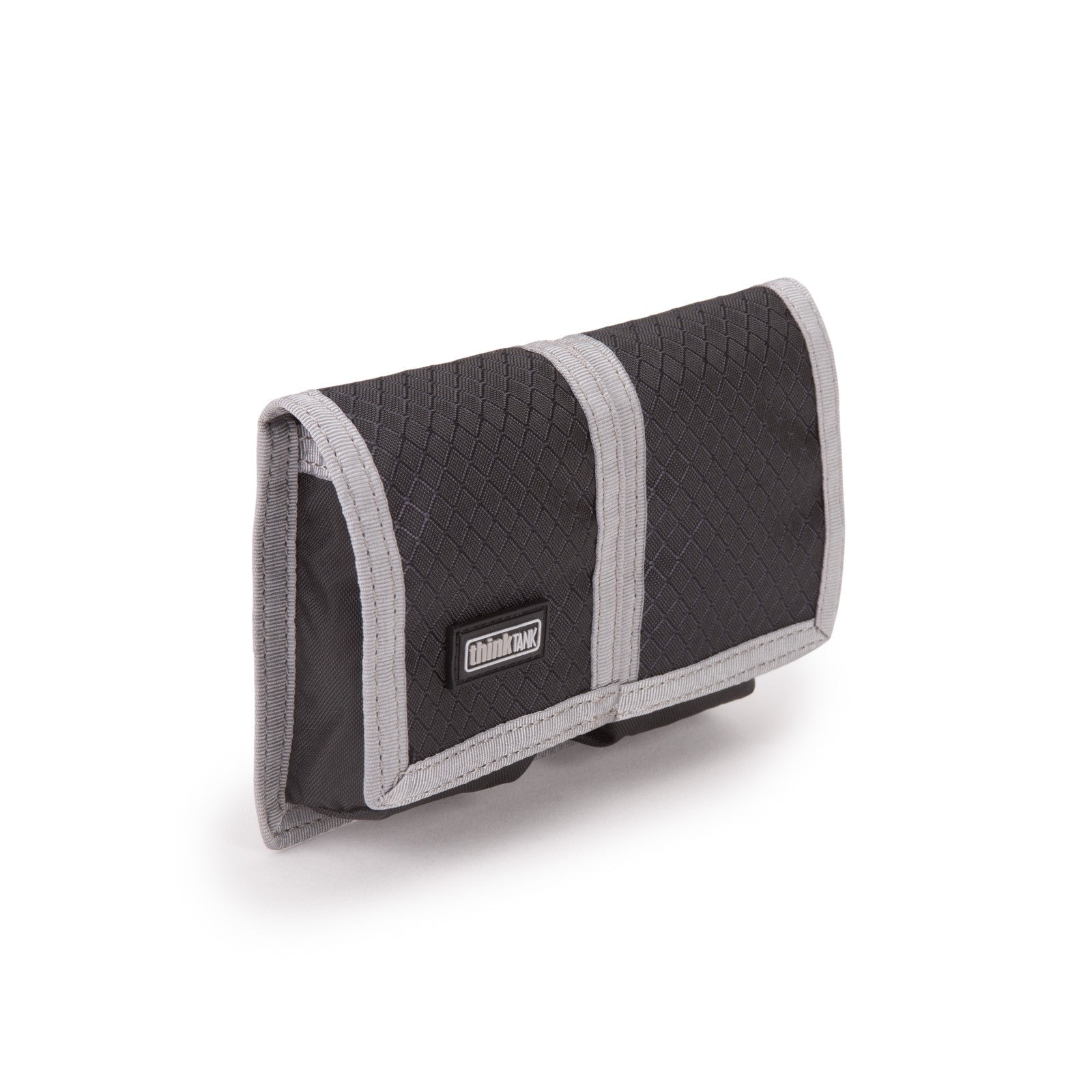 Soft, compact case for carrying two pro-size DSLR batteries