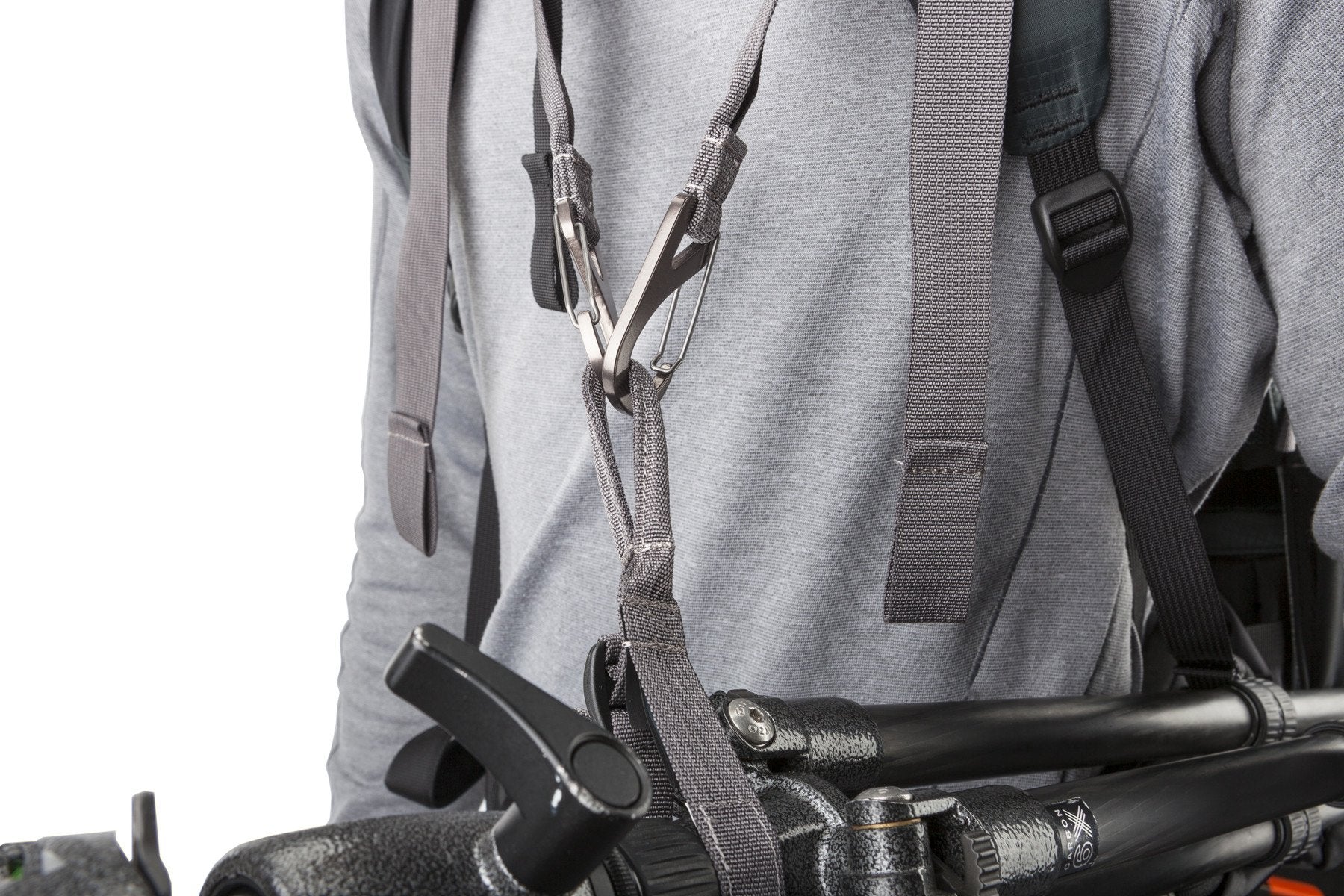 Adjustment straps let you photograph while "tethered" to the tripod.